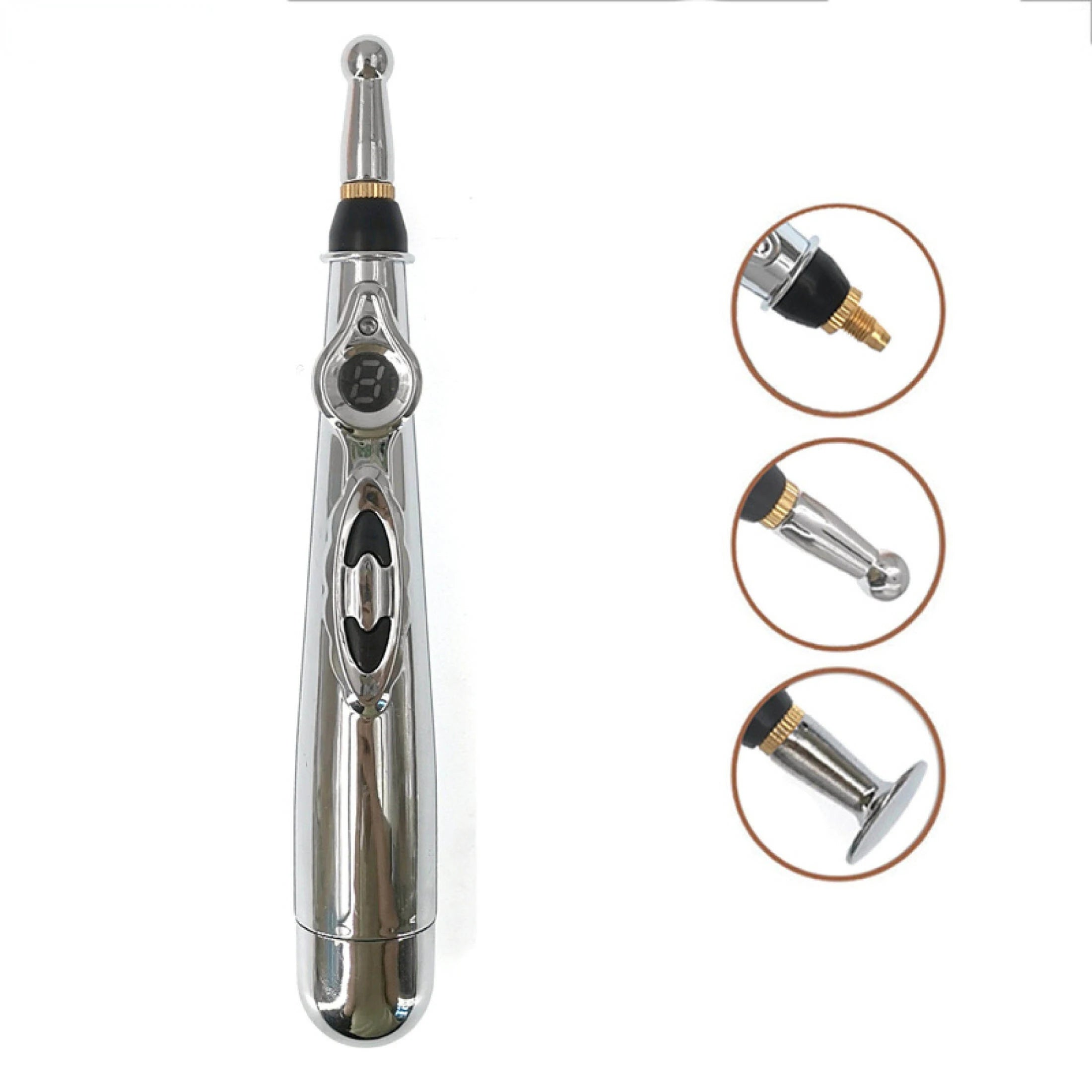 Electric Acupressure Pen – Meridian Massage Tool with Multi-Head Tips