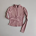 Women's Yoga Zip Jacket - Stand Collar Sports Top - Pinkpurple