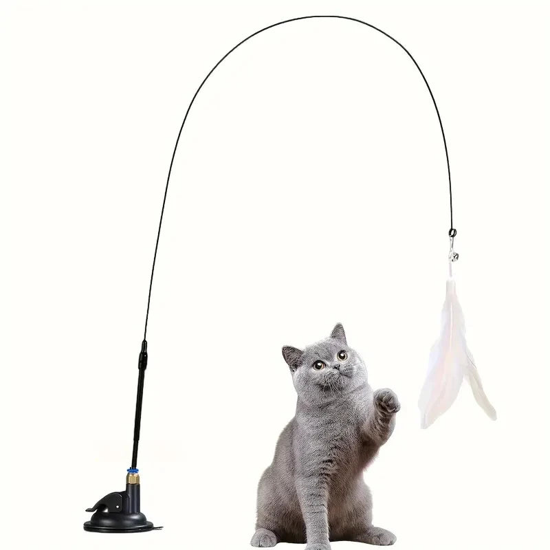 Cat Teaser Wand - Bell and Feather Toy for Active Play