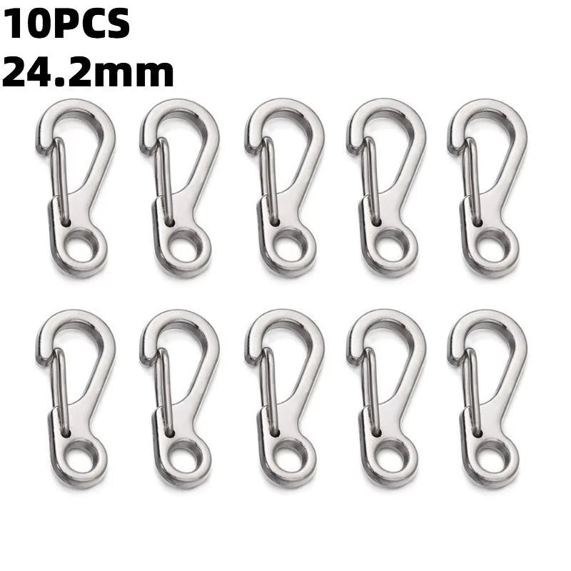 Mini Spring Keychain Clips - Alloy Hanging Buckles for EDC Gear - 10 Pieces Silver