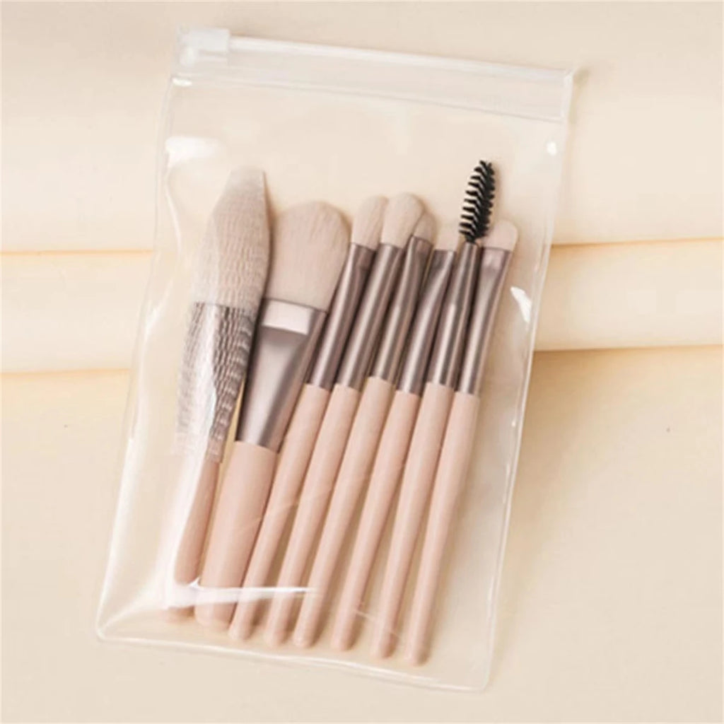 Mini Makeup Brush Set - 8-Piece Foundation and Eye Kit - Skin