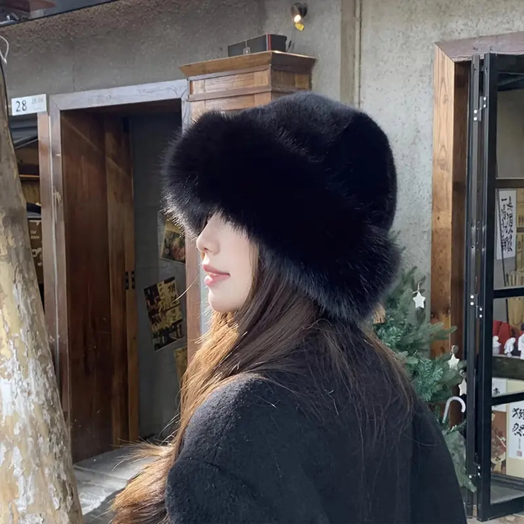 Women's Plush Winter Beanie - Faux Fur Cold Weather Hat