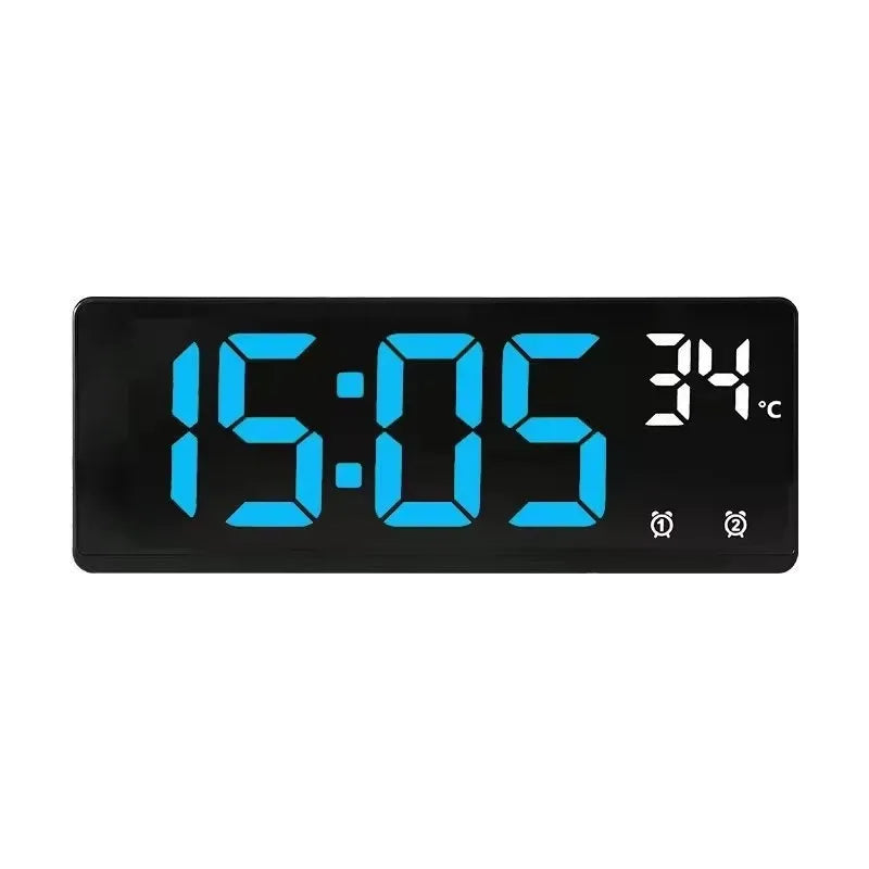 Digital Alarm Clock - LED Desk Clock with Temperature Display