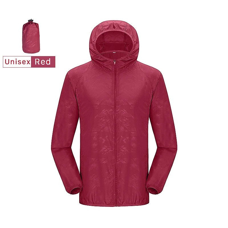 Unisex Hiking Jacket - Lightweight Outdoor Windbreaker Shell - Unisex Red