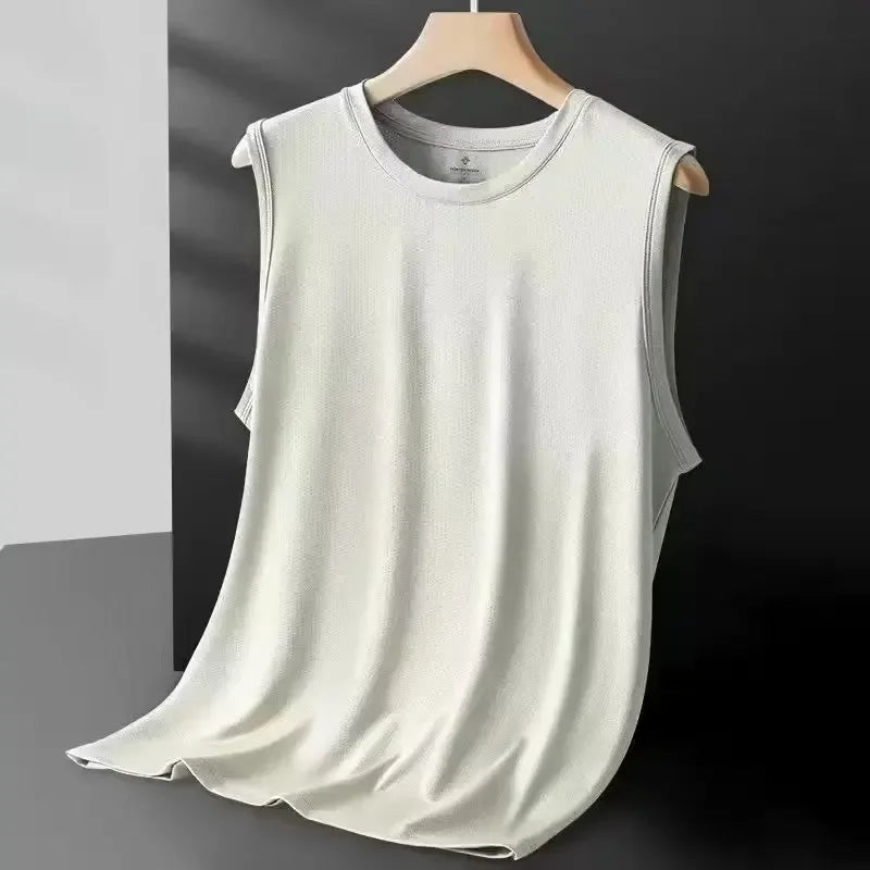 Men's Mesh Tank Top - Lightweight Sleeveless Casual Shirt - Apricot