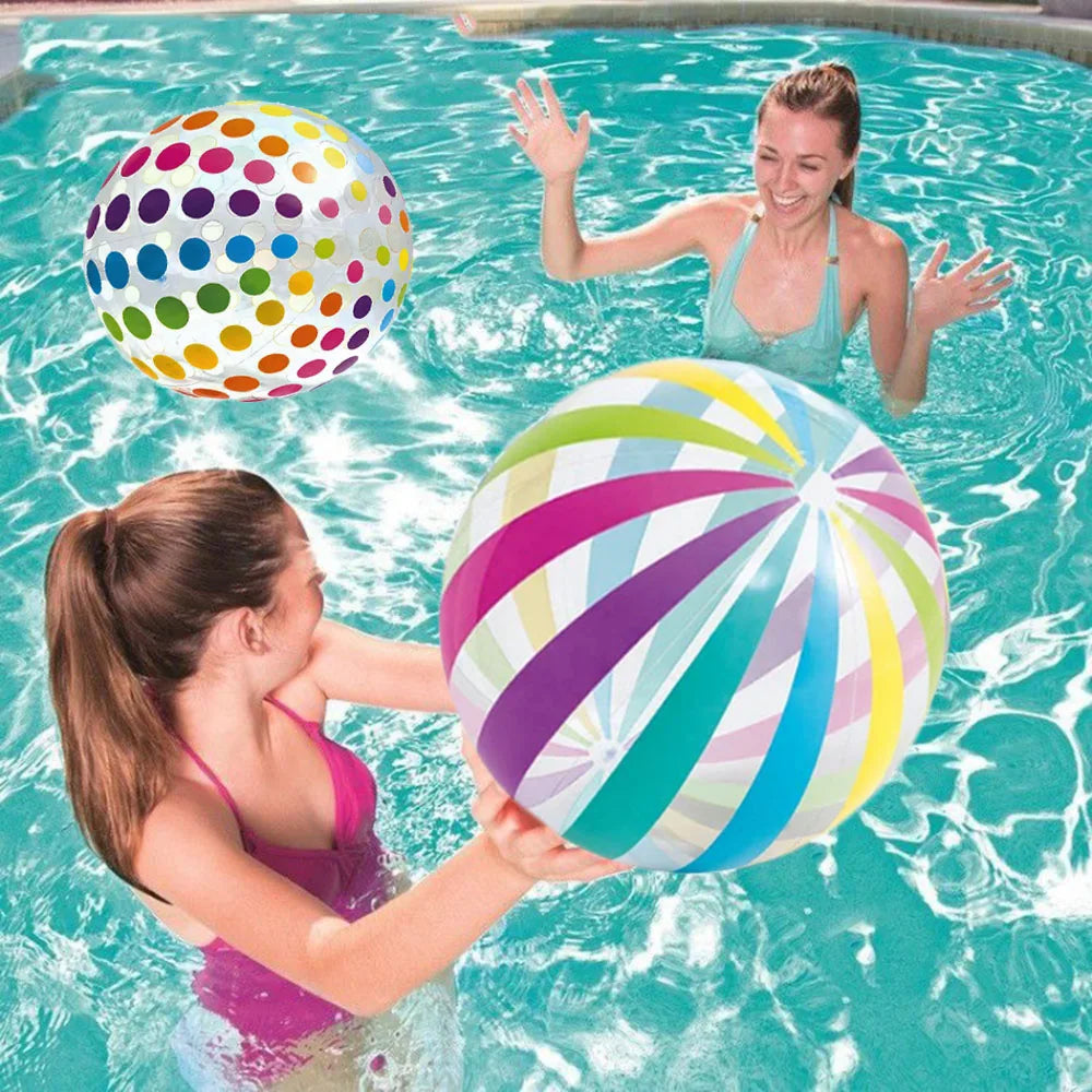 Inflatable Beach Ball - 39 cm Striped or Dot Pool Toy