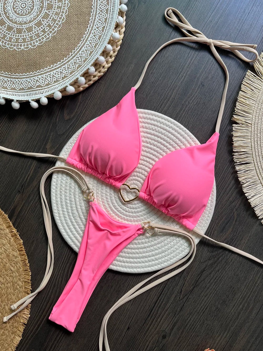 Women's Halter Triangle Bikini Set - Two-Piece Swimwear - Rt016