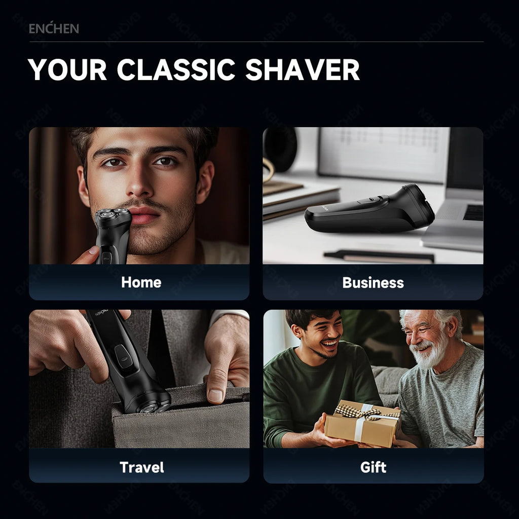 Enchen Blackstone Electrical Rotary Shaver - For Desk or Travel Use