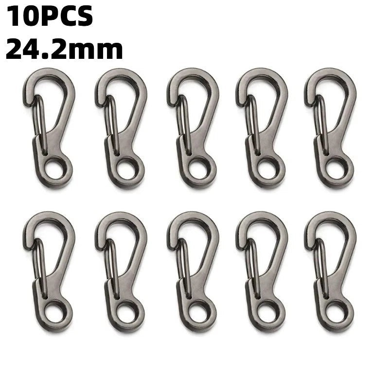 Mini Spring Keychain Clips - Alloy Hanging Buckles for EDC Gear - 10 Pieces Gray