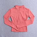 Women's Workout Jacket - Long Sleeve Zip Gym Layer - Orange