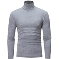 Men's Thermal Base Layer Top - High Neck Long Sleeve Shirt - Light Gray