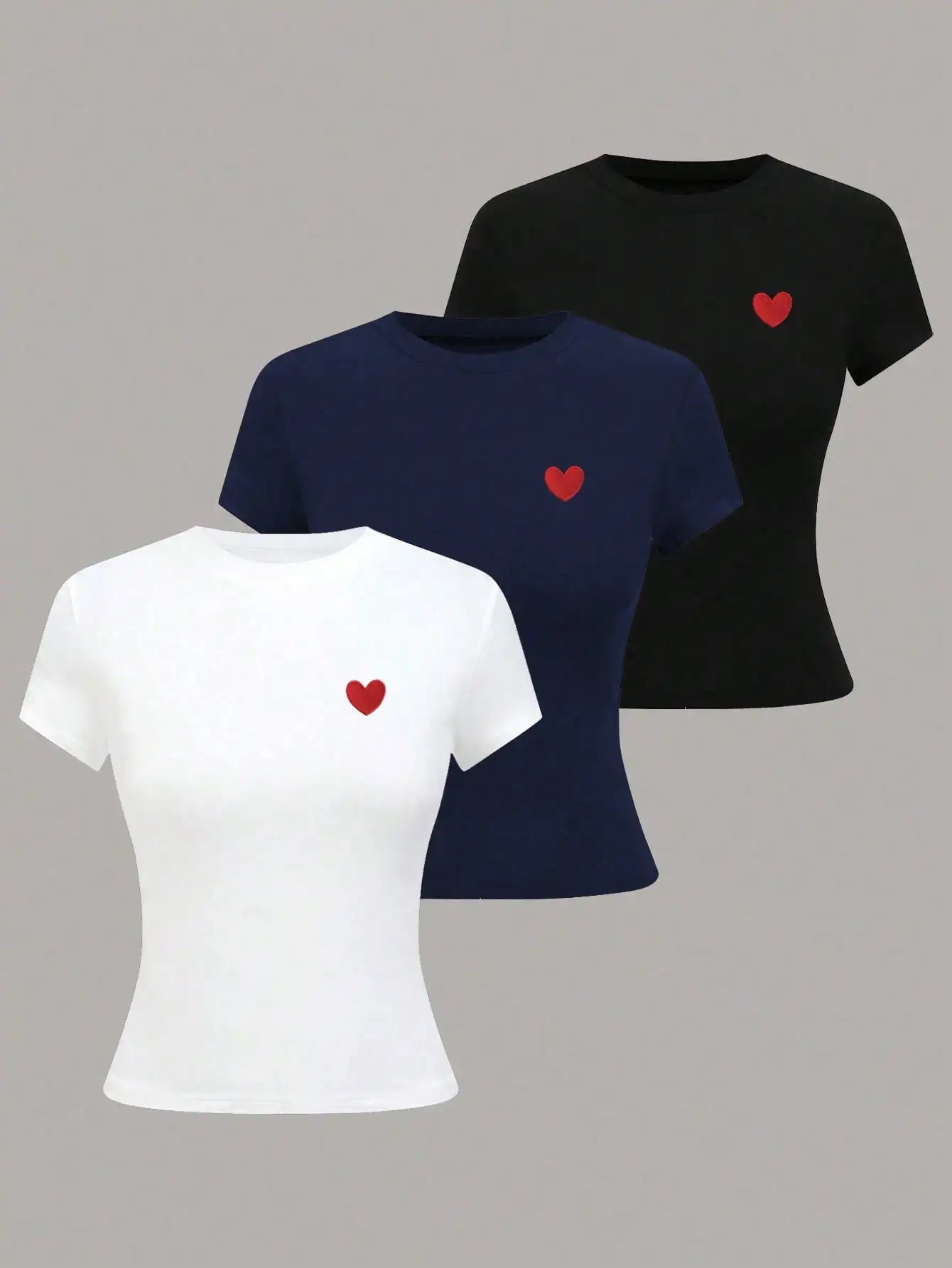Women's Basic T-Shirt - Solid Short Sleeve Minimalist Top - Multicolor-2