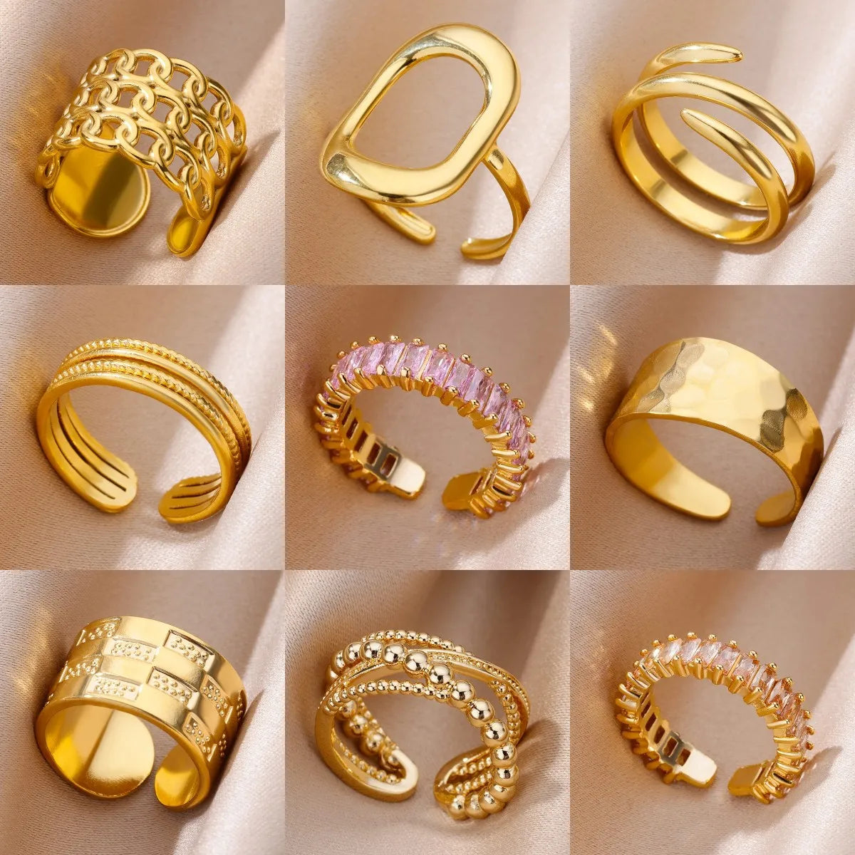Gold-Color Stainless Steel Ring - Classic Fashion Jewelry