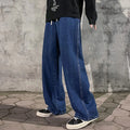 Men's Wide Leg Jeans - Loose Streetwear Denim Pants - Dark Blue