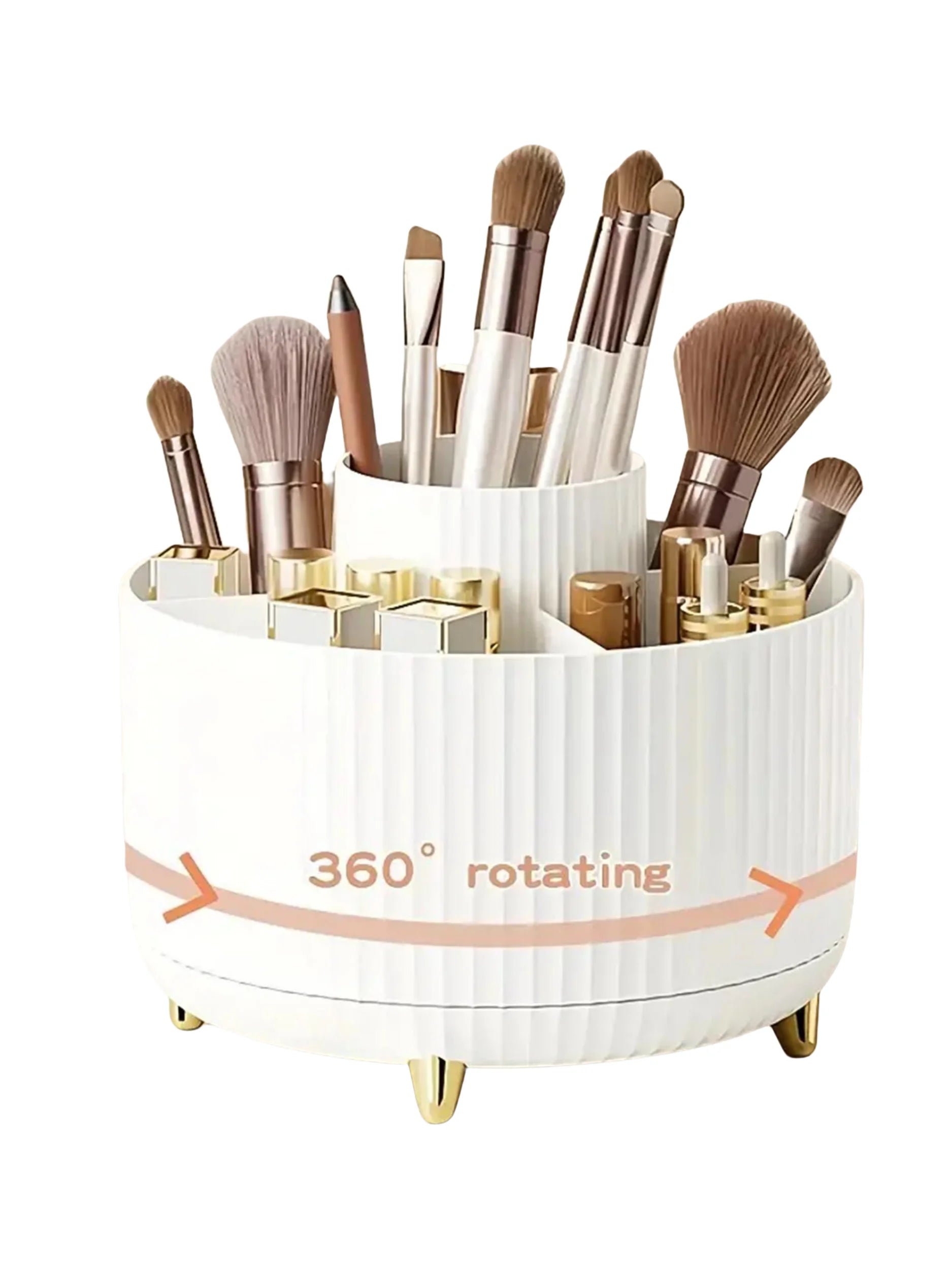 Rotating Makeup Organizer - Desktop Storage Holder with Compartments