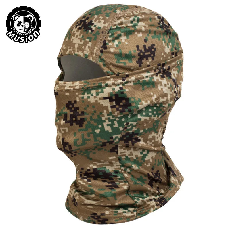 Lightweight Balaclava Face Cover - Outdoor Cycling and Hiking Mask - Green Digital Camouflage