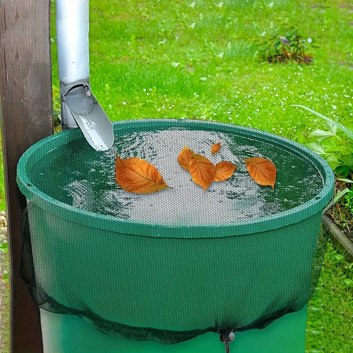 Rain Barrel Screen Cover – Drawstring Netting for Water Collection