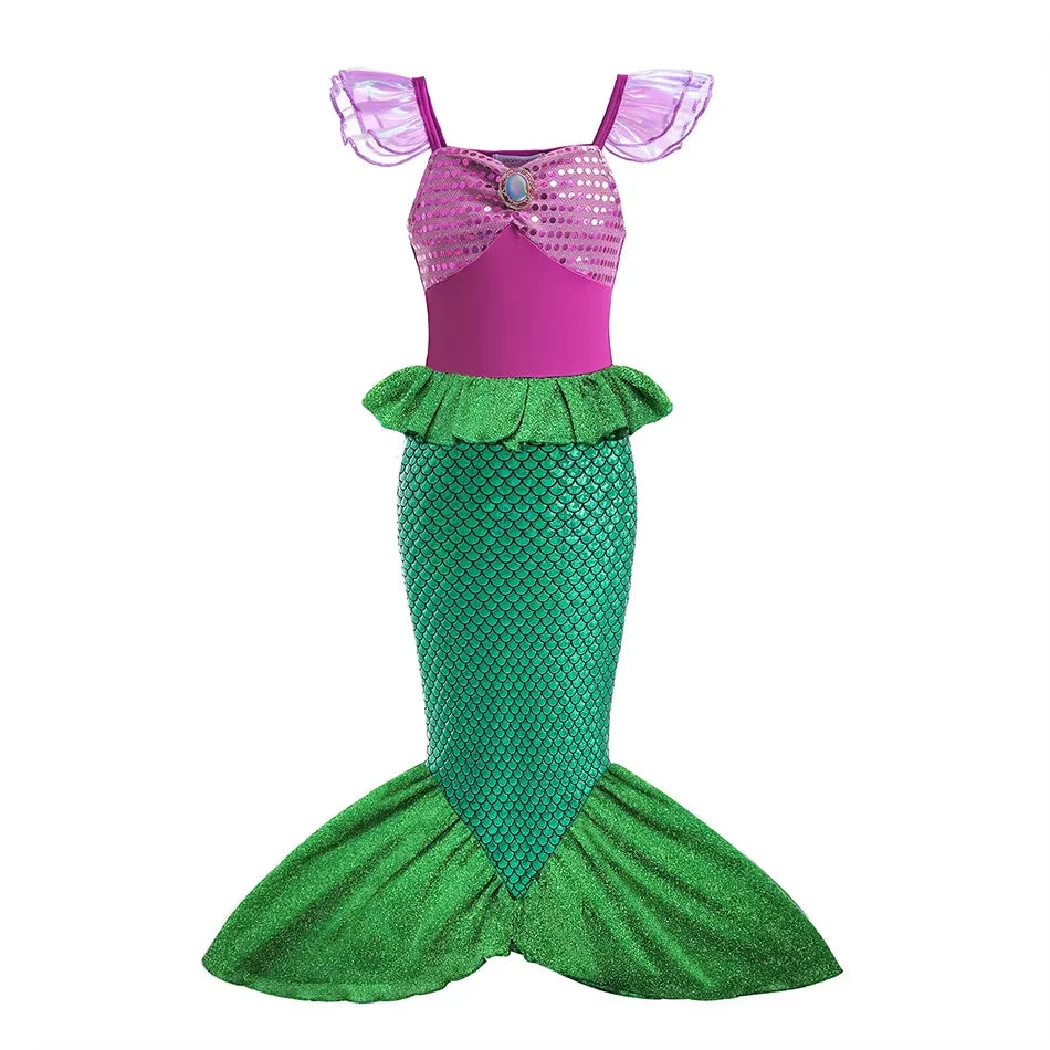 Kids Mermaid Costume Dress - Princess Party Dress Set