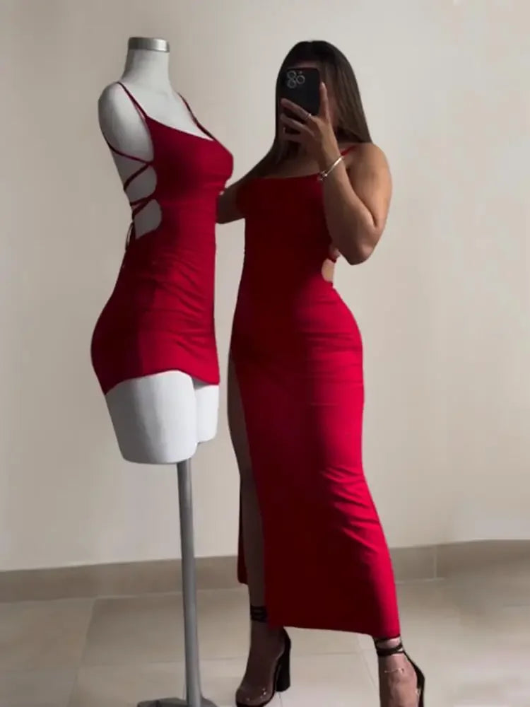 Women's Halter Strap Dress - Sleeveless Bodycon Style