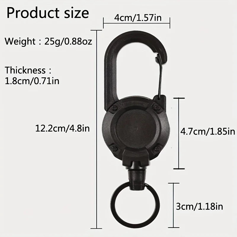 Retractable Badge Reel Keychain - Carabiner Clip for Travel