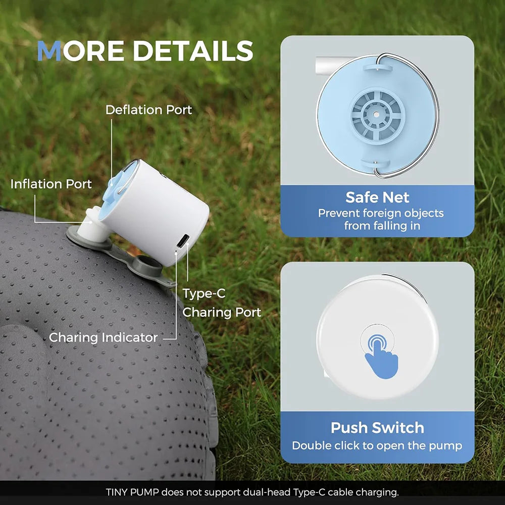 Portable Camping Air Pump - USB-C Pump with Built-In Light