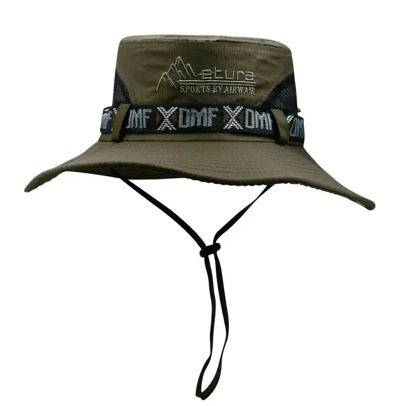 Men's Bucket Hat - Mesh Fisherman Cap for Outdoor Wear - Army Green