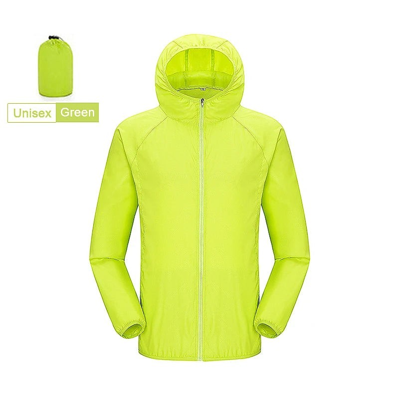 Unisex Hiking Jacket - Lightweight Outdoor Windbreaker Shell - Unisex Green