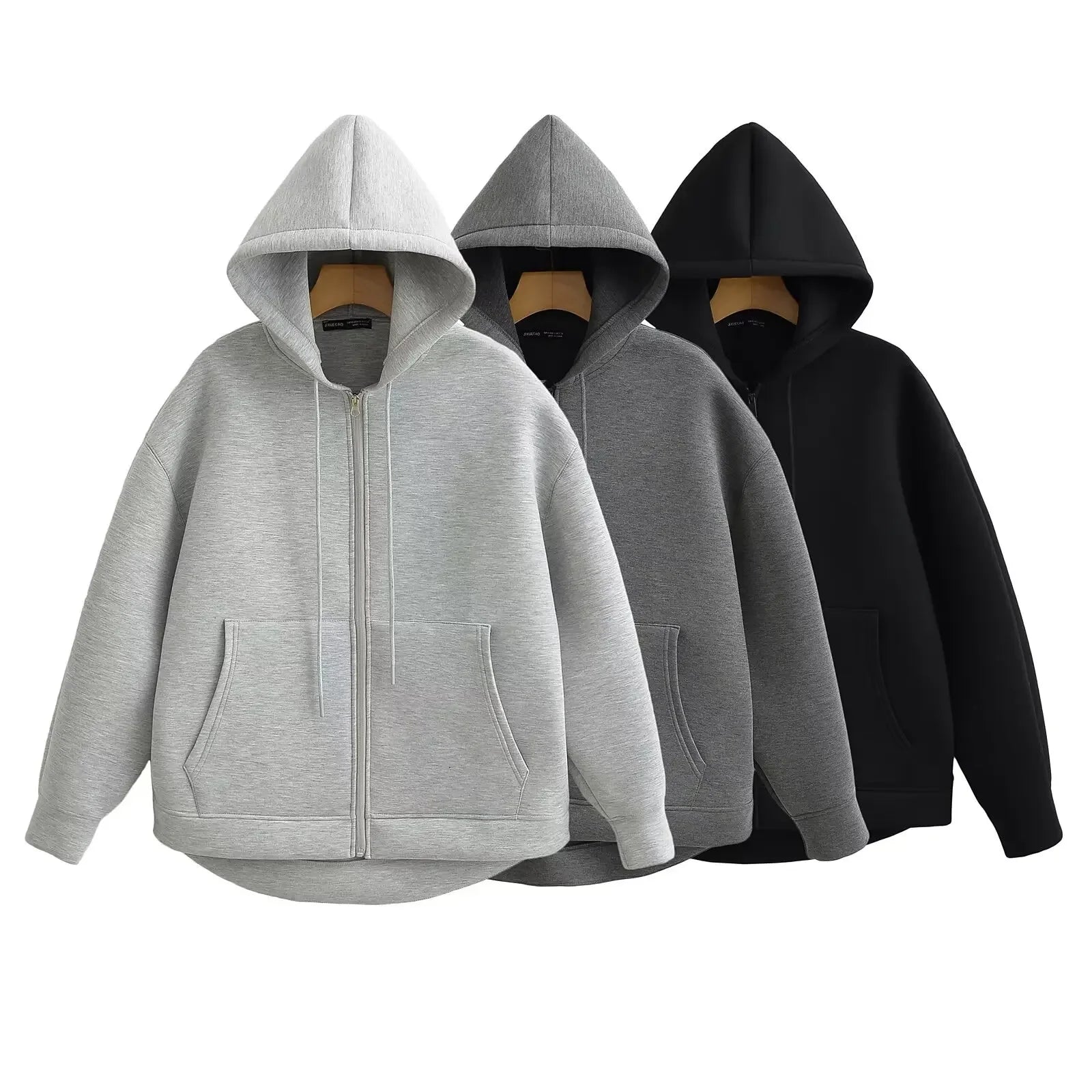 Women's Hooded Zip Sweatshirt - Loose Casual Jacket