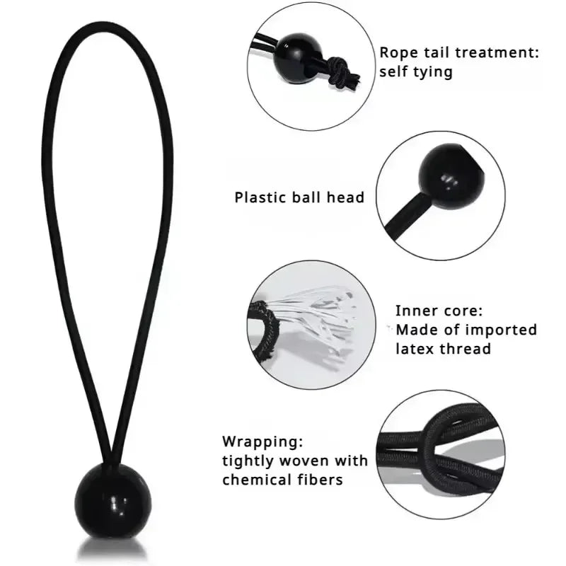 Bungee Ball Ties - 10-Piece Cord Set for Tarps and Tents