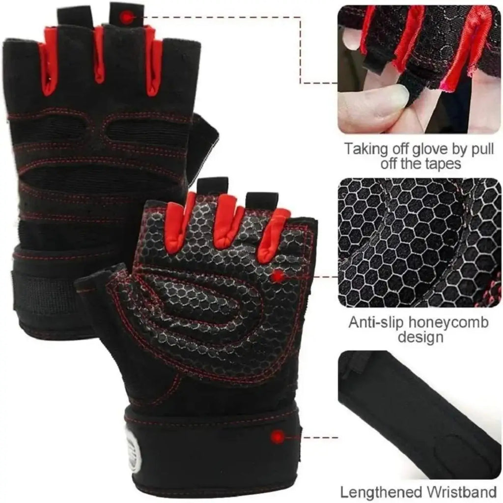 Weight Lifting Gloves - Wristband Pair for Gym Training