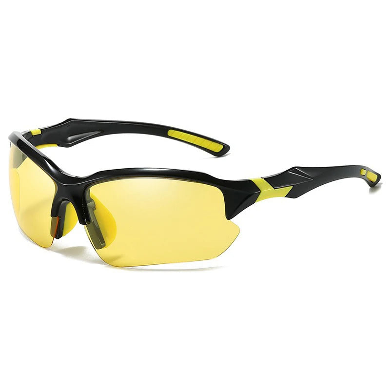 Sport Sunglasses - Polarized Outdoor Glasses for Active Wear - Black Yellow