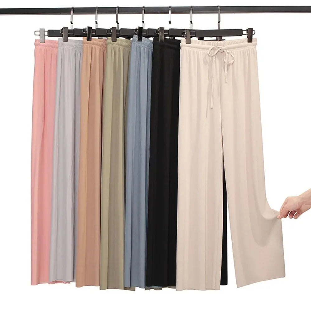 Women's Wide-Leg Summer Pants - Elastic Waist Loose Trousers