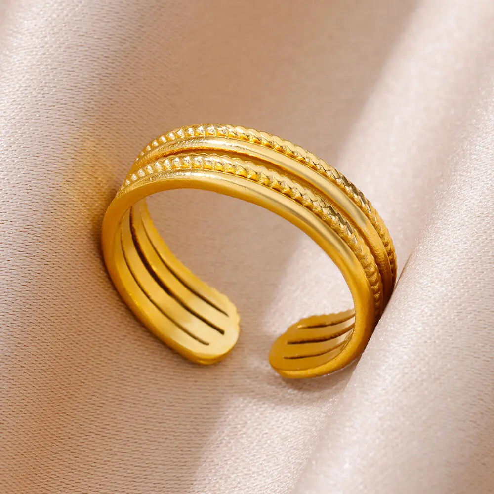 Gold-Color Stainless Steel Ring - Classic Fashion Jewelry - 1 / Gold Color