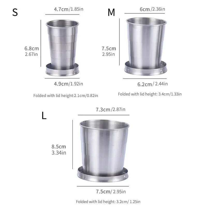 Telescopic Camping Cup - Stainless Steel Cup for Outdoor Drinks