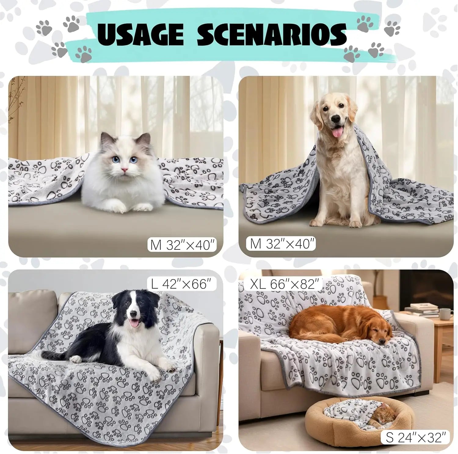 Pet Blanket - Soft Indoor Cover for Cats and Dogs