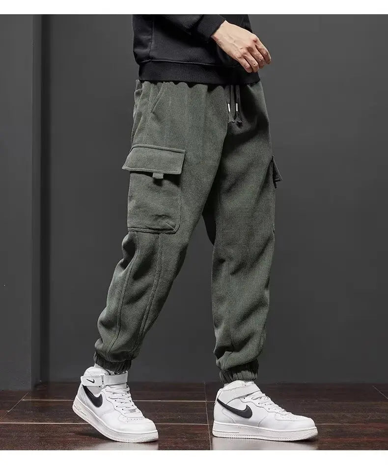 Men's Drawstring Cargo Joggers - Elastic Waist Casual Pants