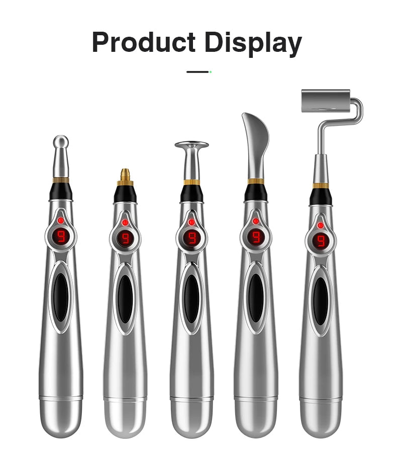 Electric Acupressure Pen – Meridian Massage Tool with Multi-Head Tips