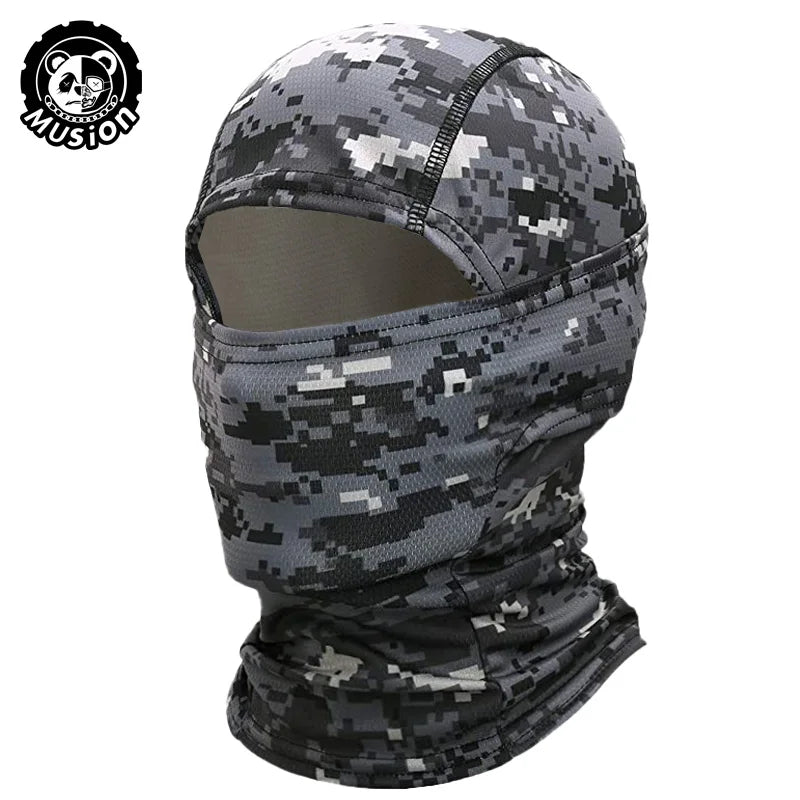 Lightweight Balaclava Face Cover - Outdoor Cycling and Hiking Mask - Black Digital Camouflage