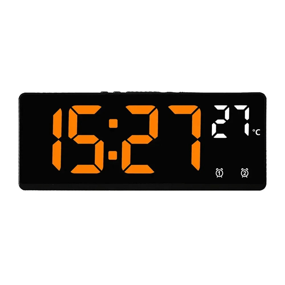 Digital Alarm Clock - LED Desk Clock with Temperature Display