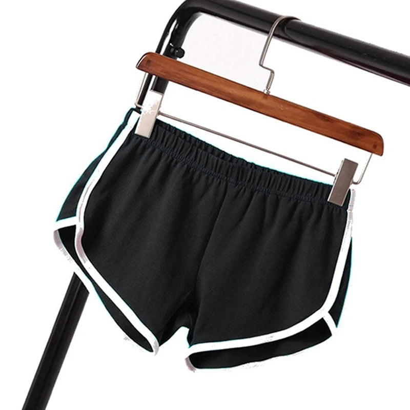 Women's Elastic Waist Shorts - Casual Athletic Short Pants - Black