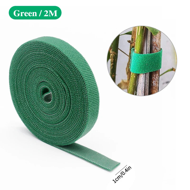 Garden Plant Ties - Nylon Hook-and-Loop Support Tape - Green