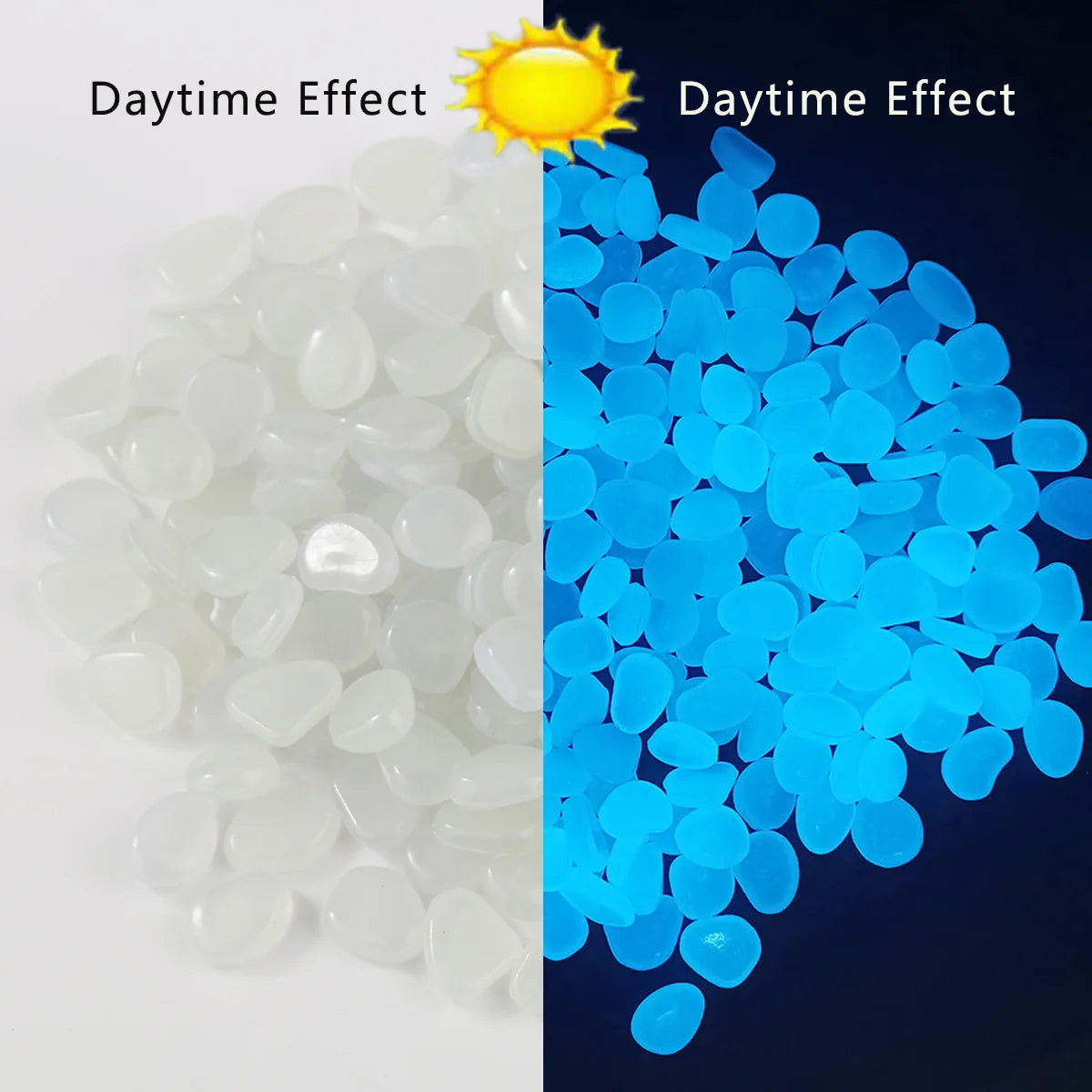Glow Decorative Stones - Resin Garden and Fish Tank Pebbles - White