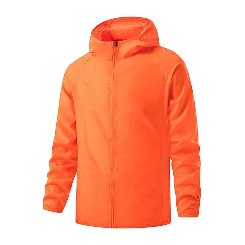 Packable Hiking Windbreaker - Lightweight Unisex Jacket - Unisex Orange