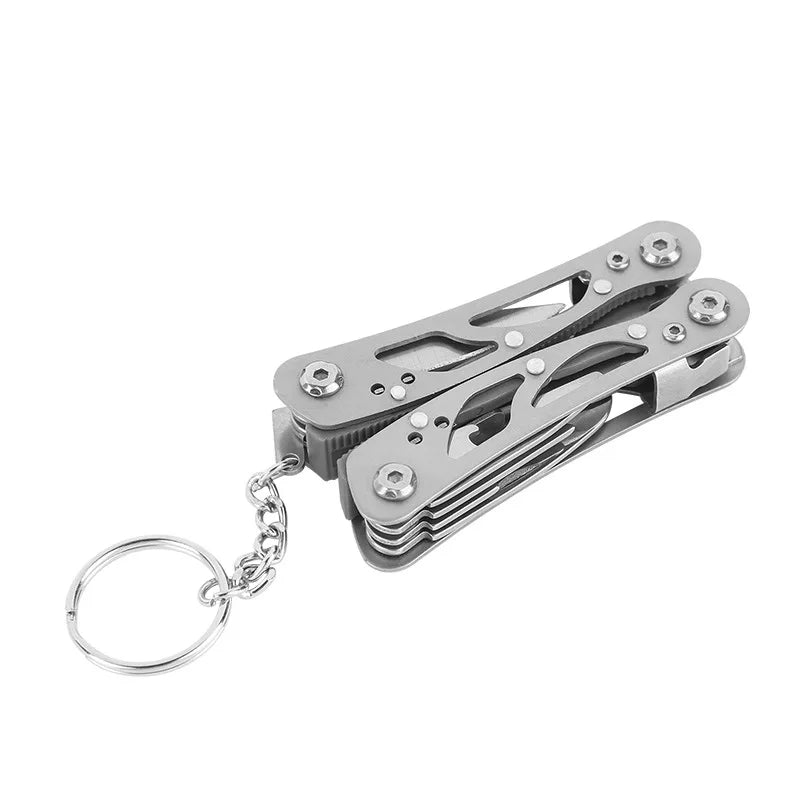 Folding Multi-Tool Pliers - Stainless Steel Camping Tool for Outdoor Utility - Silver No Pouch