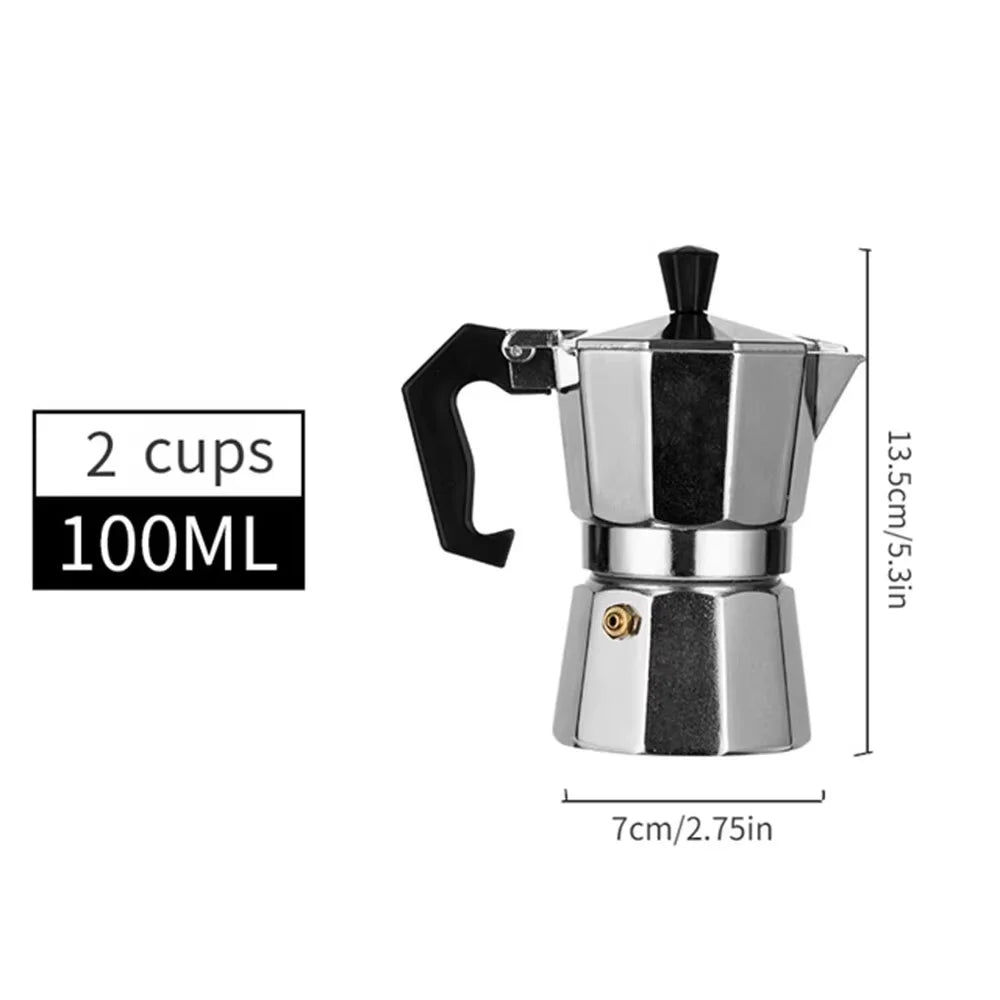 Stovetop Moka Pot - Aluminum Espresso Maker for Home Brewing