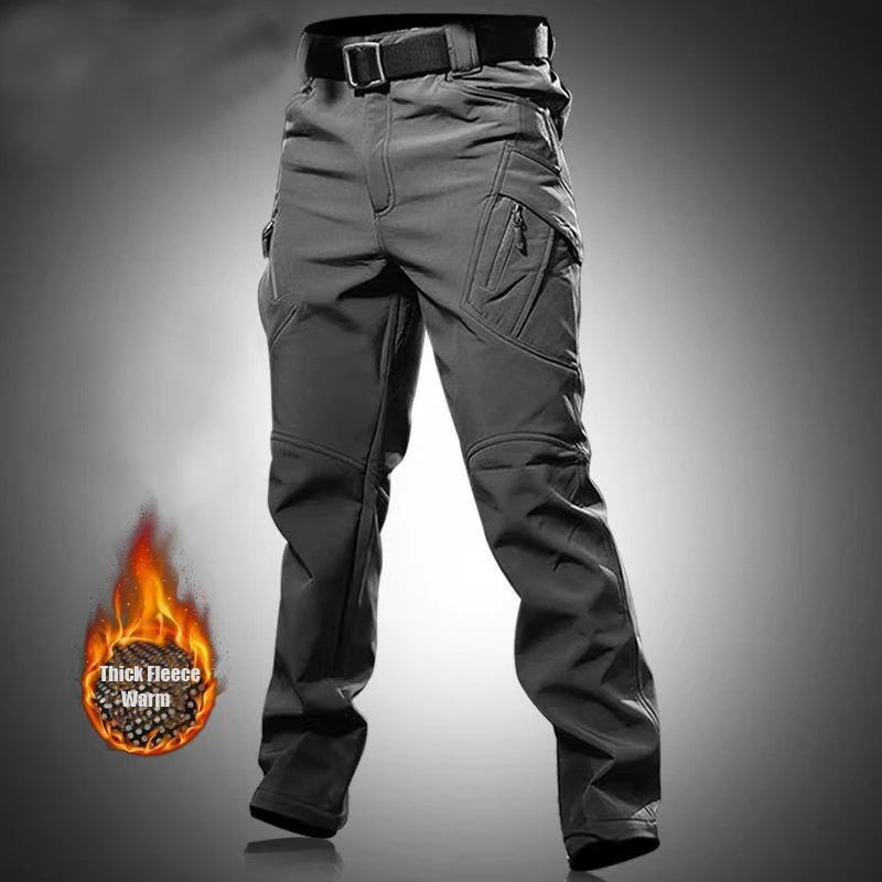Men's Fleece Cargo Hiking Pants - Outdoor Softshell Trousers