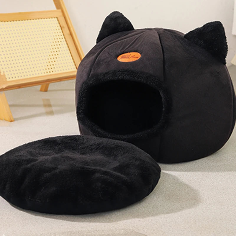 Cozy Pet Cave Bed - Covered Resting Spot for Cats and Small Dogs