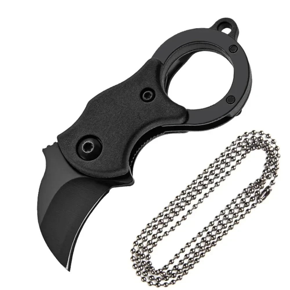 Mini Keychain Pocket Knife - Compact Fixed Blade Utility Cutter - black