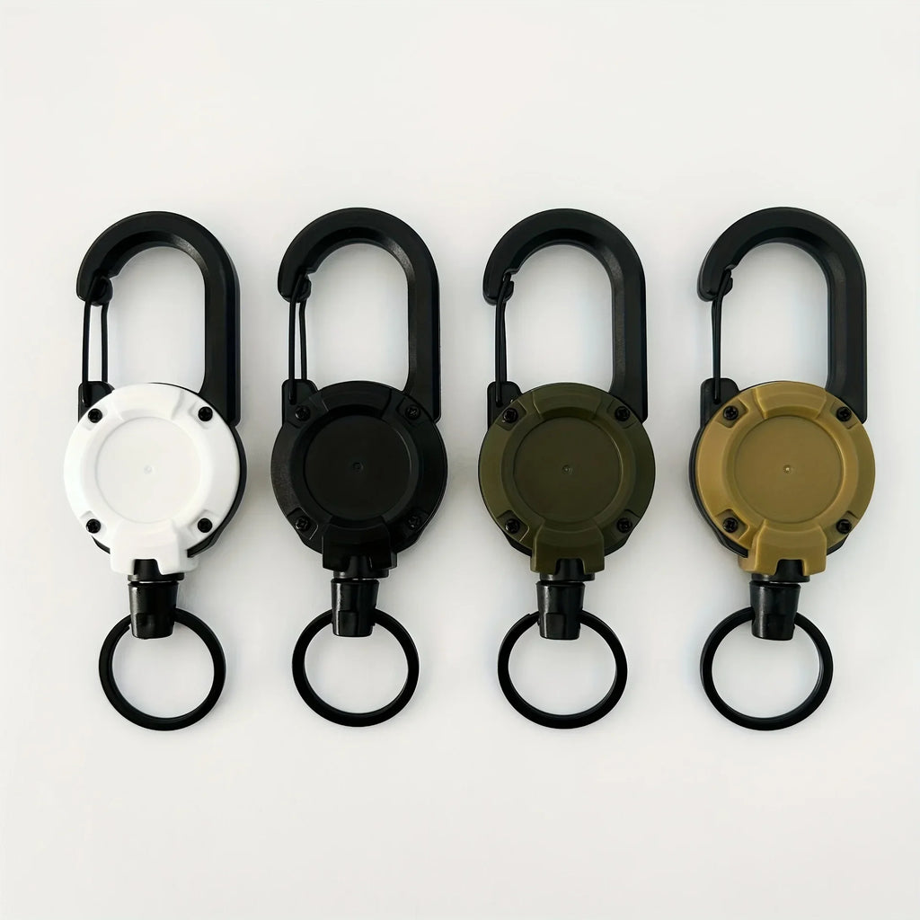 Retractable Badge Reel Keychain - Carabiner Clip for Travel