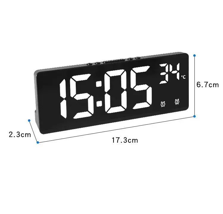 Digital Alarm Clock - LED Desk Clock with Temperature Display